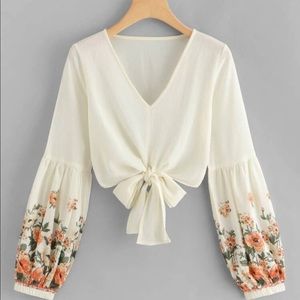 White w/floral blouse